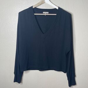 Rag & Bone Sweater Women's SP Black V-neck Long Sleeve Pullover Casual